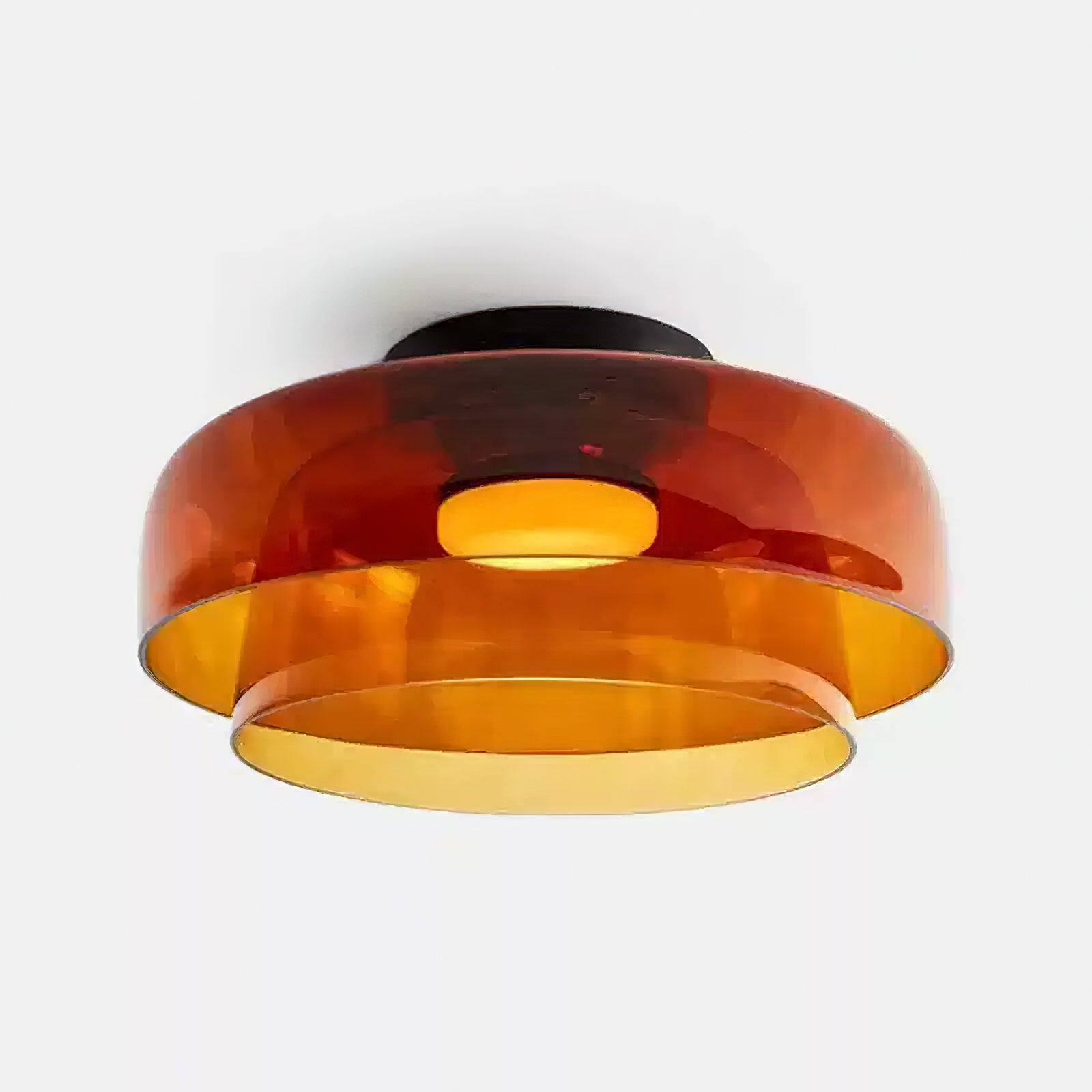Vícevrstvé skleněné stropní svítidlo s kovovým rámem v černé, zelené, kouřové, šedé a oranžové barvě, LED, 32-42 cm | Temsk