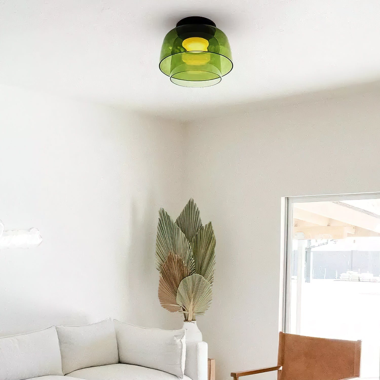 Vícevrstvé skleněné stropní svítidlo s kovovým rámem v černé, zelené, kouřové, šedé a oranžové barvě, LED, 32-42 cm | Temsk