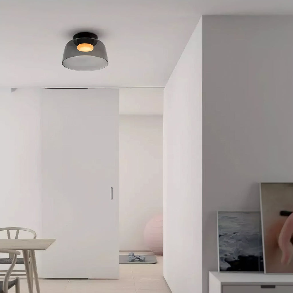 Vícevrstvé skleněné stropní svítidlo s kovovým rámem v černé, zelené, kouřové, šedé a oranžové barvě, LED, 32-42 cm | Temsk