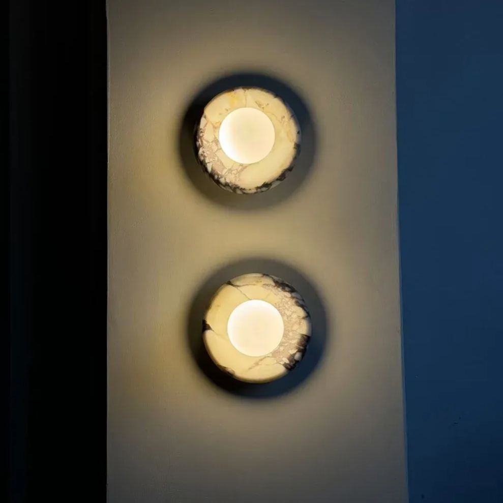 Elara Round Marble Wall Light With Soft Frosted Glow For Any Room | Temsk