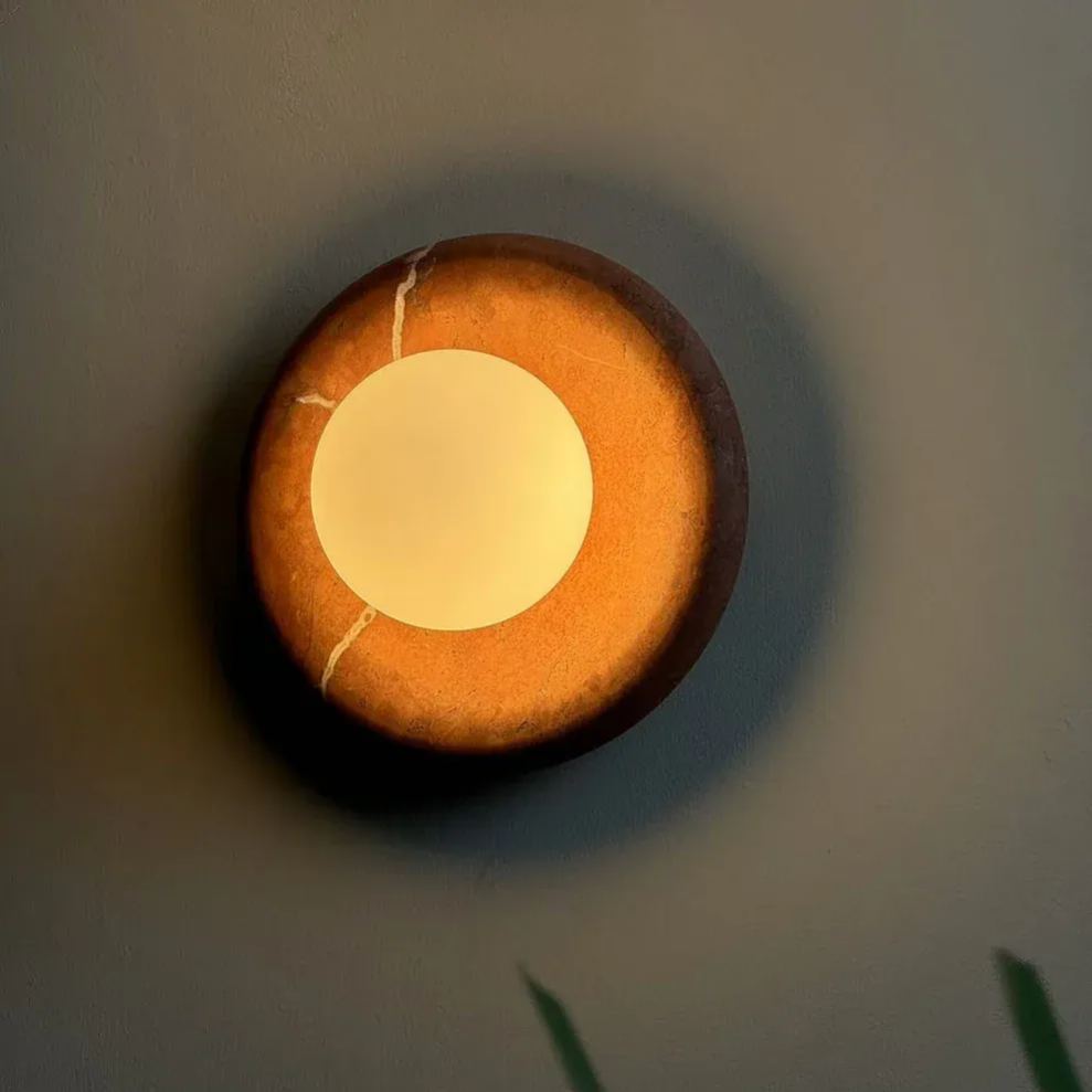 Elara Round Marble Wall Light With Soft Frosted Glow For Any Room | Temsk