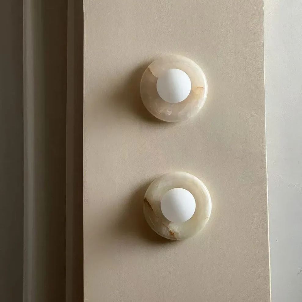 Elara Round Marble Wall Light With Soft Frosted Glow For Any Room | Temsk