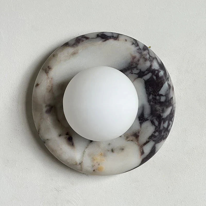 Elara Round Marble Wall Light With Soft Frosted Glow For Any Room | Temsk