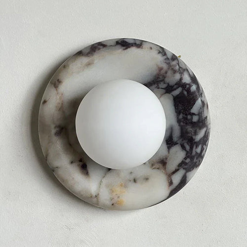 Elara Marble Round Wall Light With Soft Frosted Glow Temsk Premium Edition