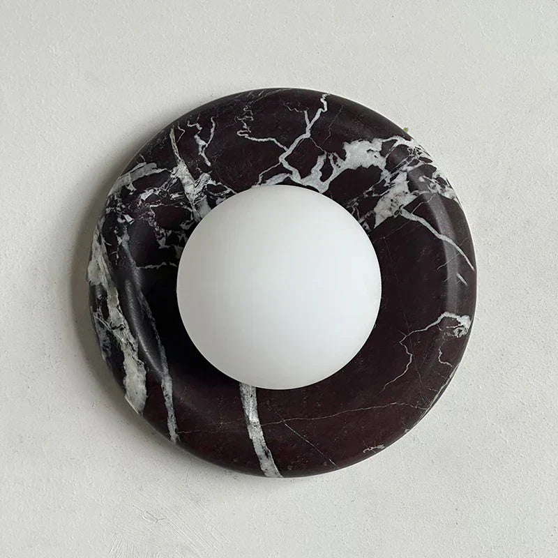 Elara Round Marble Wall Light With Soft Frosted Glow For Any Room | Temsk