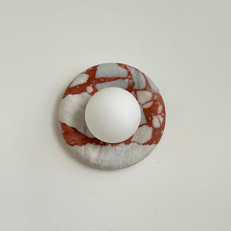 Elara Round Marble Wall Light With Soft Frosted Glow For Any Room | Temsk