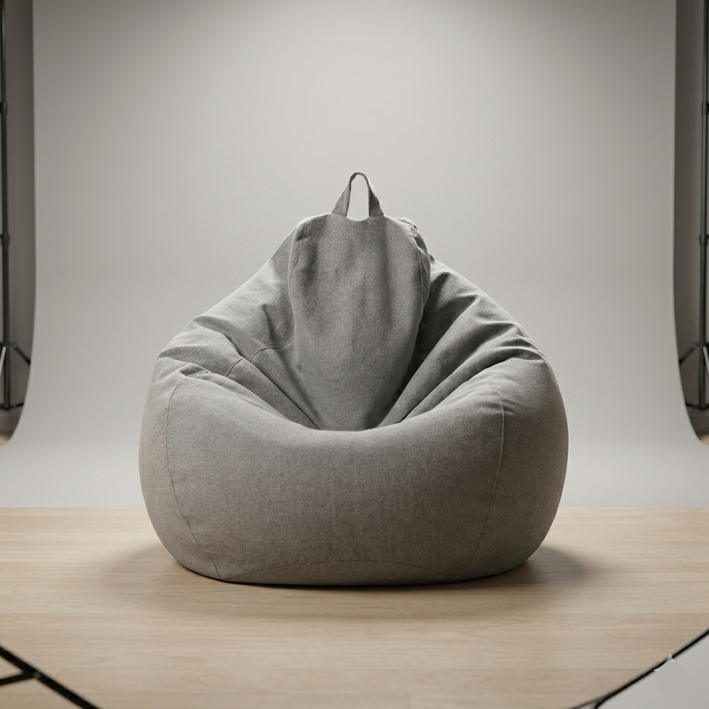 Leinenbezug für Sitzsack-Bodenliege im gemütlichen Wohnzimmer | Temsk