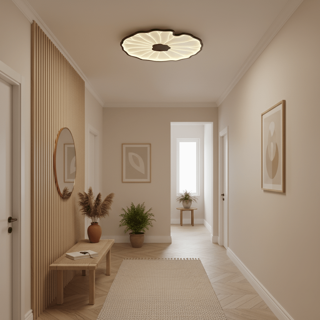 Lotus Leaf Ceiling Light With Wood Look, Acrylic And Metal, LED 3000K-6000K | Temsk