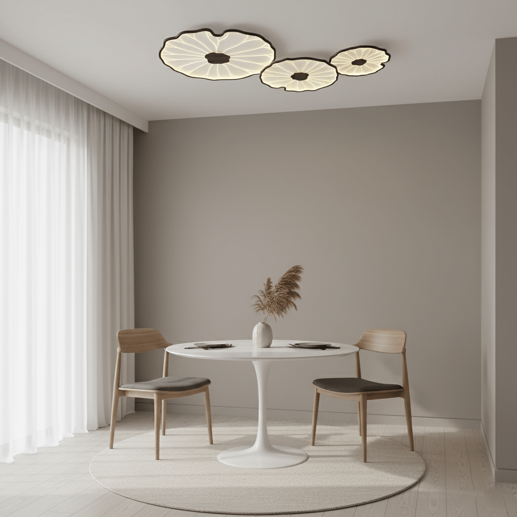 Lotus Leaf Ceiling Light With Wood Look, Acrylic And Metal, LED 3000K-6000K | Temsk