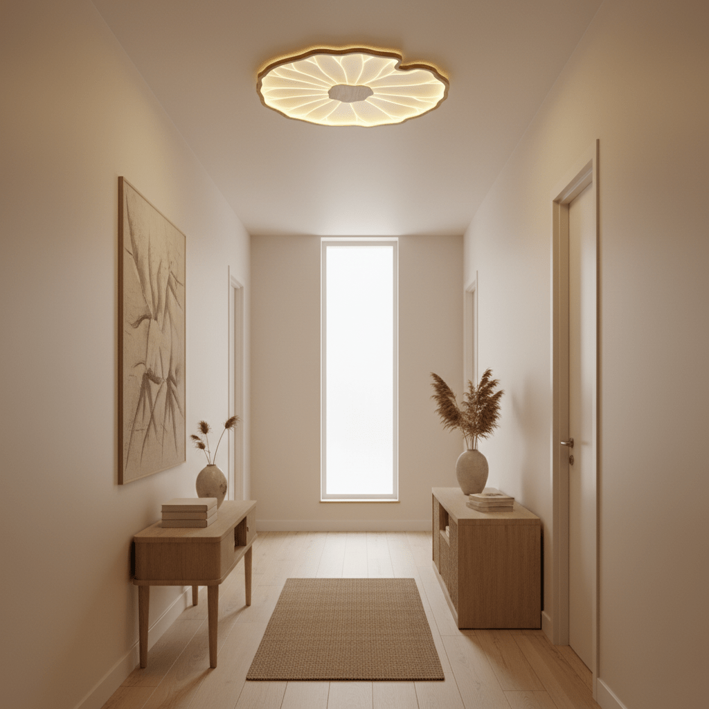 Lotus Leaf Ceiling Light With Wood Look, Acrylic And Metal, LED 3000K-6000K | Temsk