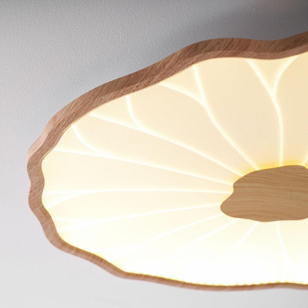 Lotus Leaf Ceiling Light With Wood Look, Acrylic And Metal, LED 3000K-6000K | Temsk