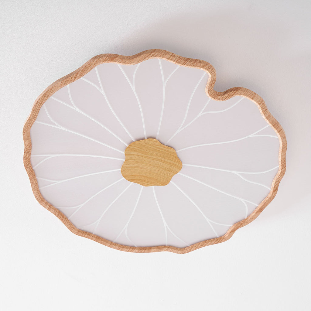 Lotus Leaf Ceiling Light With Wood Look, Acrylic And Metal, LED 3000K-6000K | Temsk