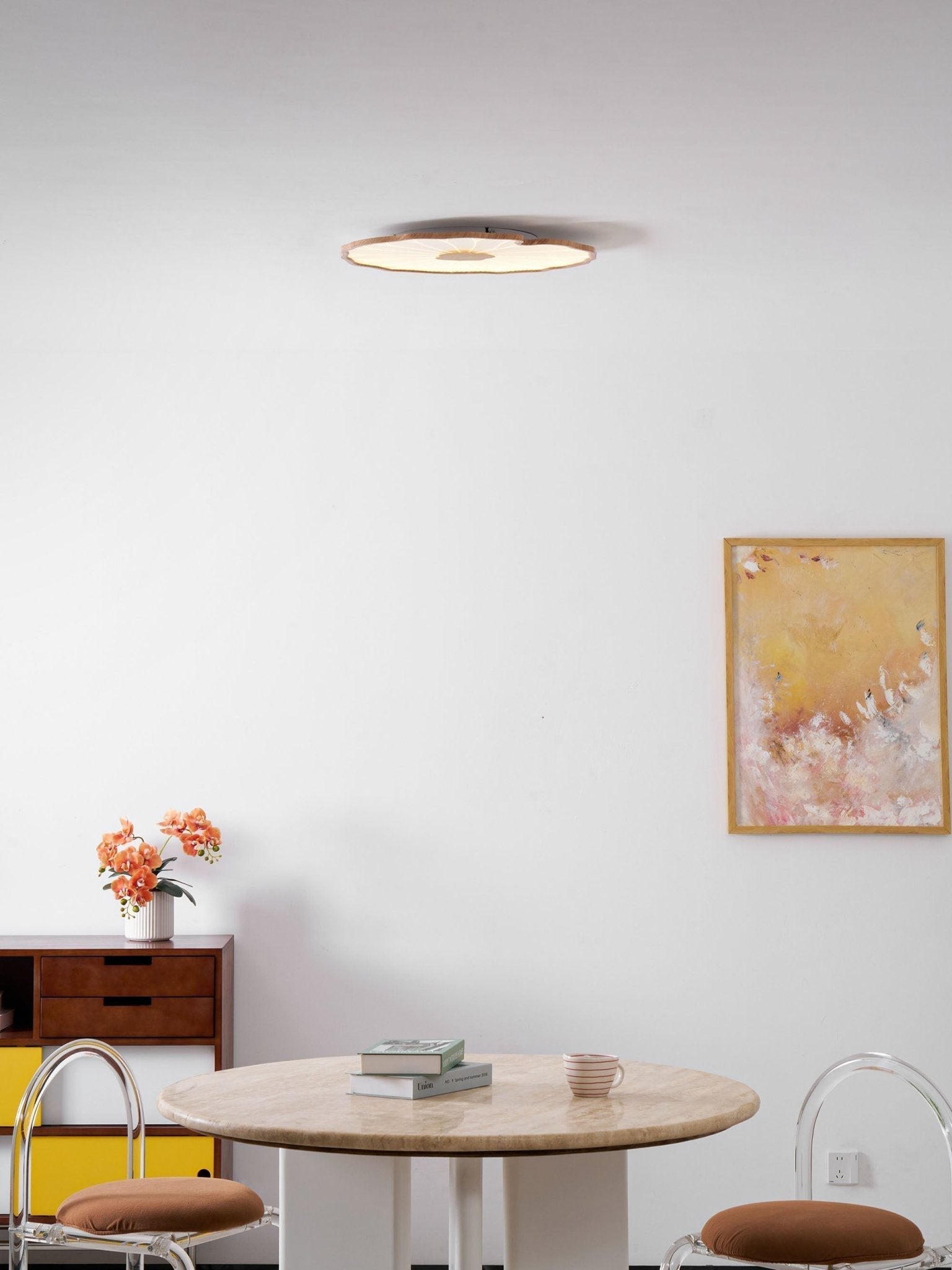 Lotus Leaf Ceiling Light With Wood Look, Acrylic And Metal, LED 3000K-6000K | Temsk