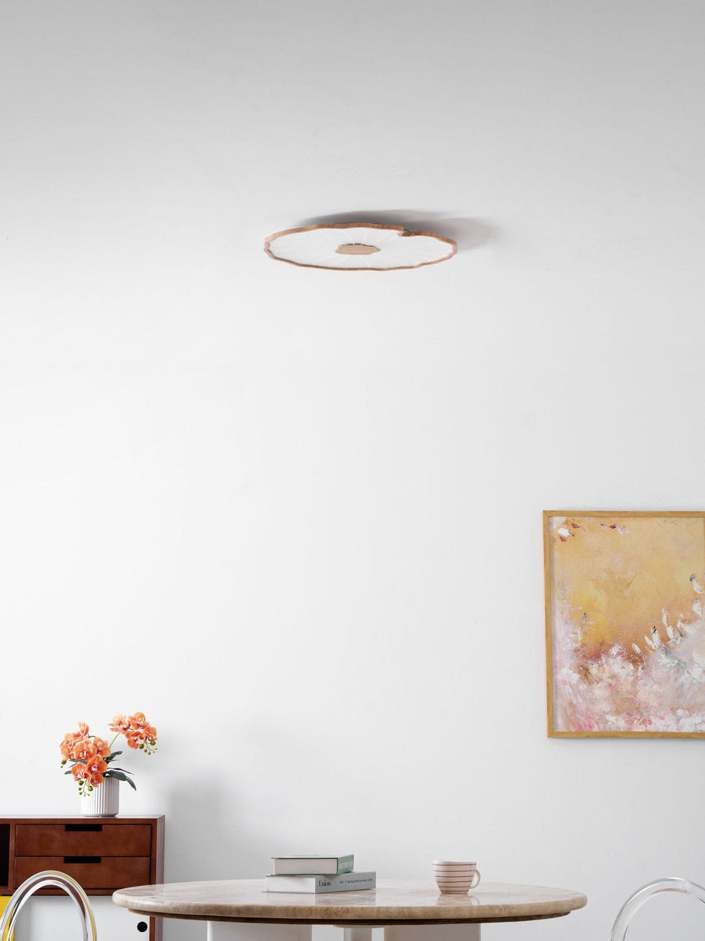 Lotus Leaf Ceiling Light With Wood Look, Acrylic And Metal, LED 3000K-6000K | Temsk