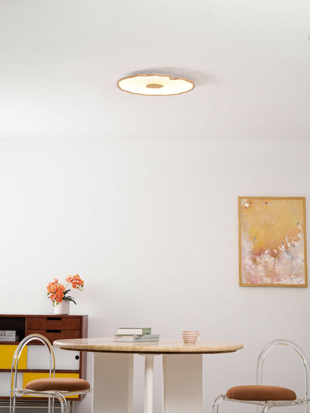 Lotus Leaf Ceiling Light With Wood Look, Acrylic And Metal, LED 3000K-6000K | Temsk
