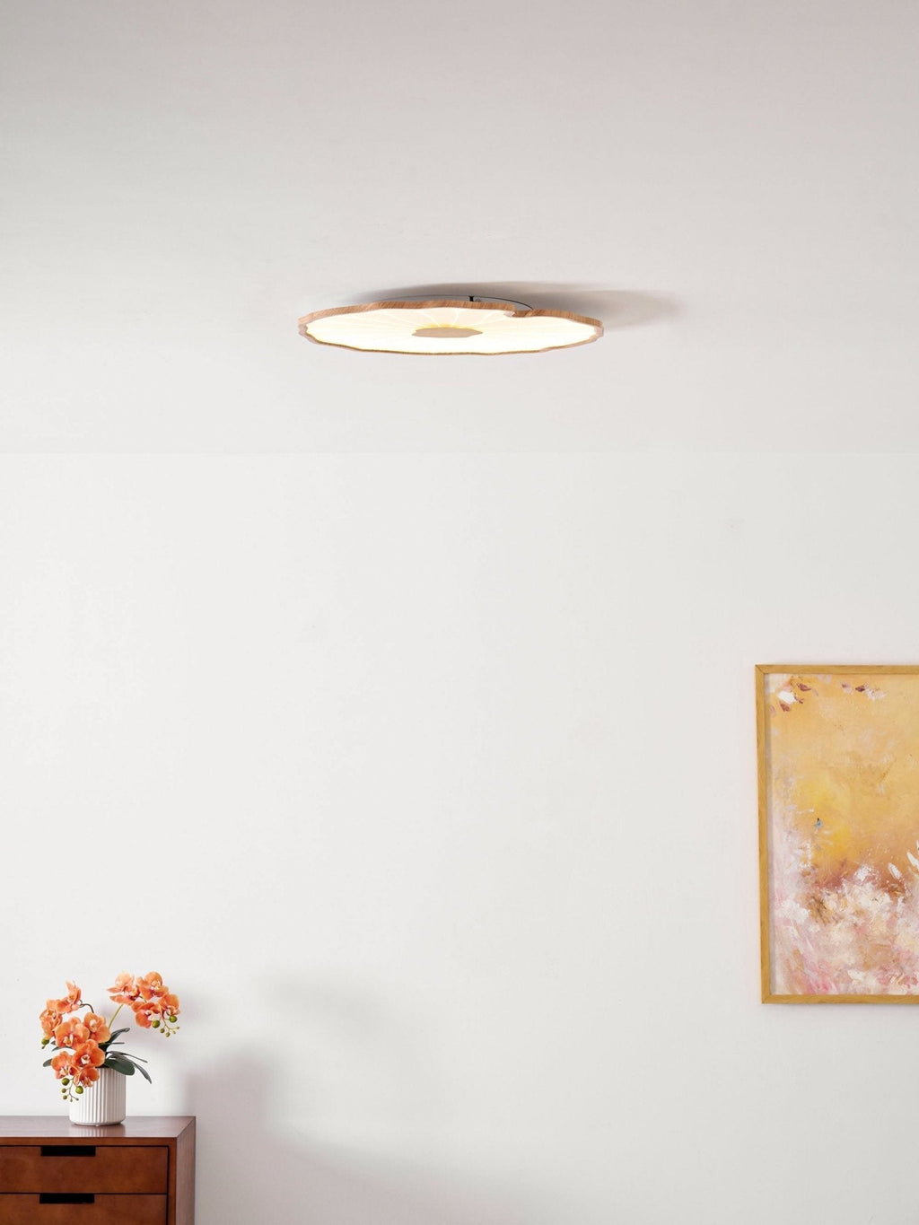 Lotus Leaf Ceiling Light With Wood Look, Acrylic And Metal, LED 3000K-6000K | Temsk
