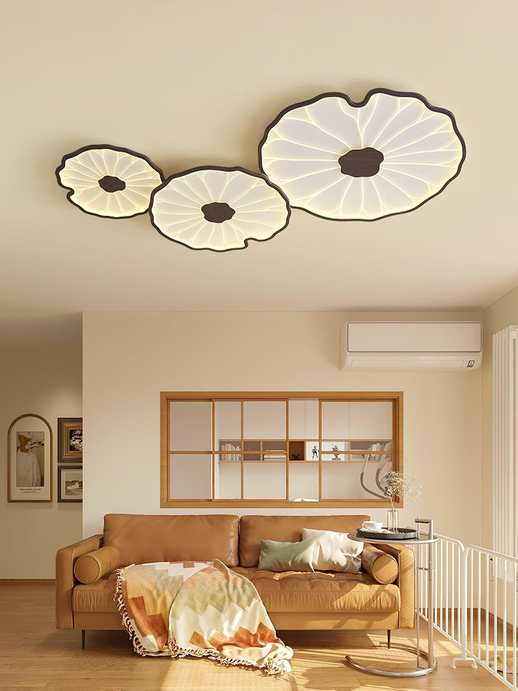 Lotus Leaf Ceiling Light With Wood Look, Acrylic And Metal, LED 3000K-6000K | Temsk