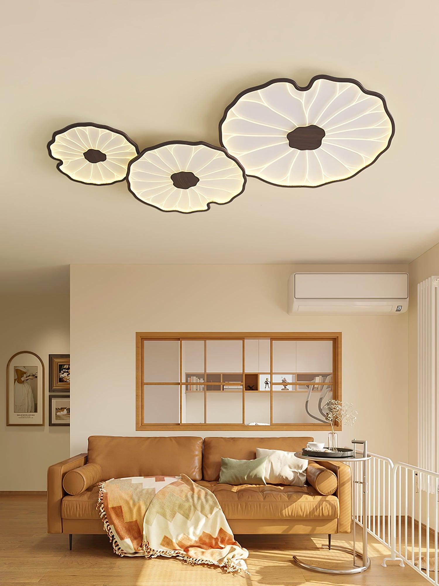 Lotus Leaf Ceiling Light With Wood Look, Acrylic And Metal, LED 3000K-6000K | Temsk