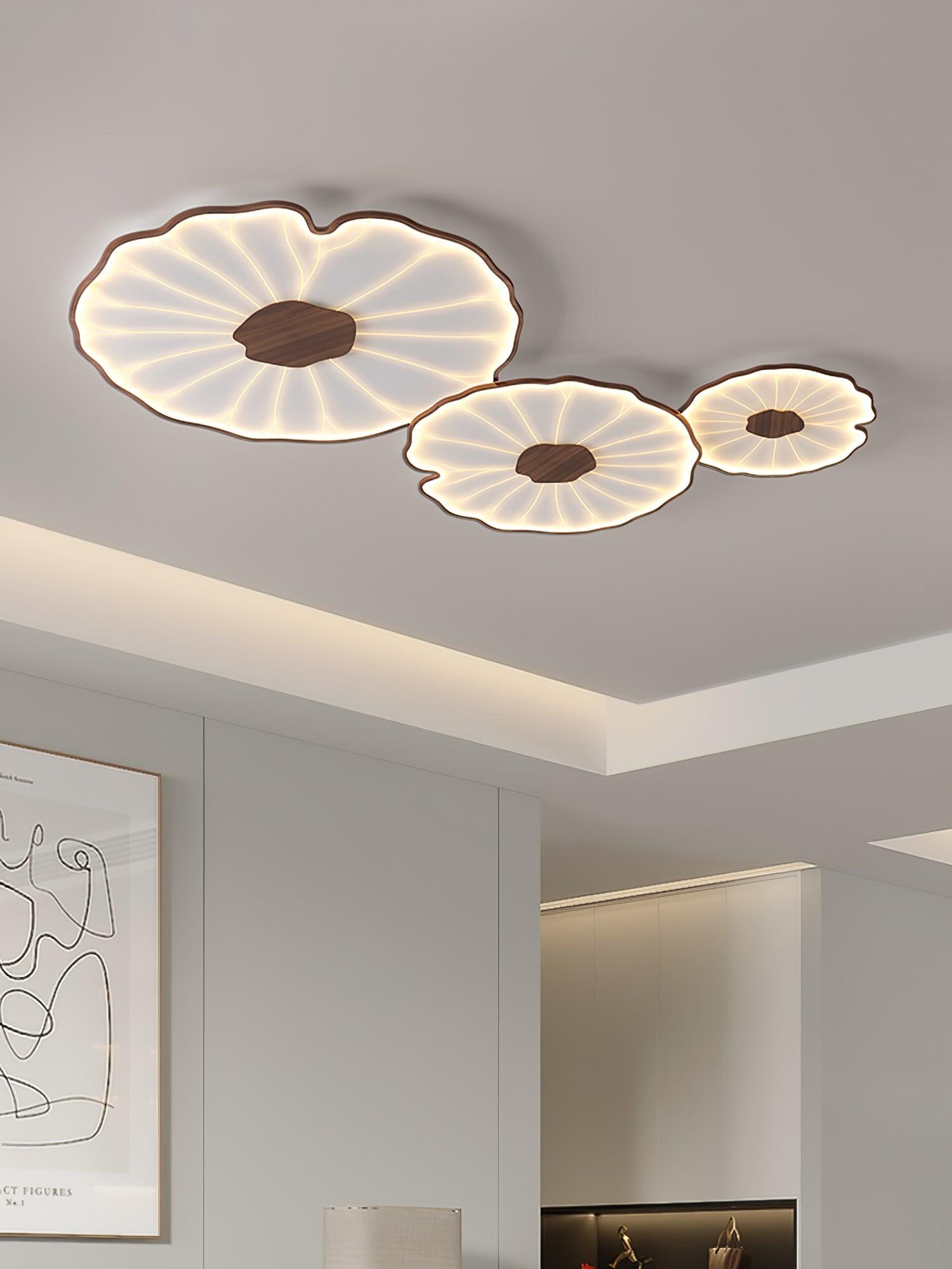 Lotus Leaf Ceiling Light With Wood Look, Acrylic And Metal, LED 3000K-6000K | Temsk