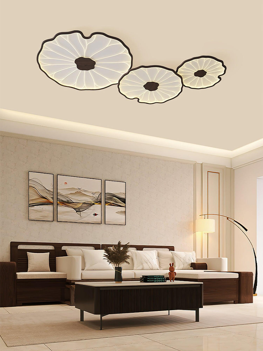 Lotus Leaf Ceiling Light With Wood Look, Acrylic And Metal, LED 3000K-6000K | Temsk