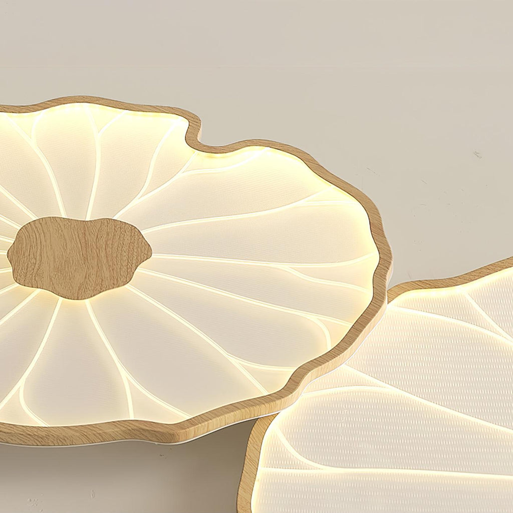 Lotus Leaf Ceiling Light With Wood Look, Acrylic And Metal, LED 3000K-6000K | Temsk