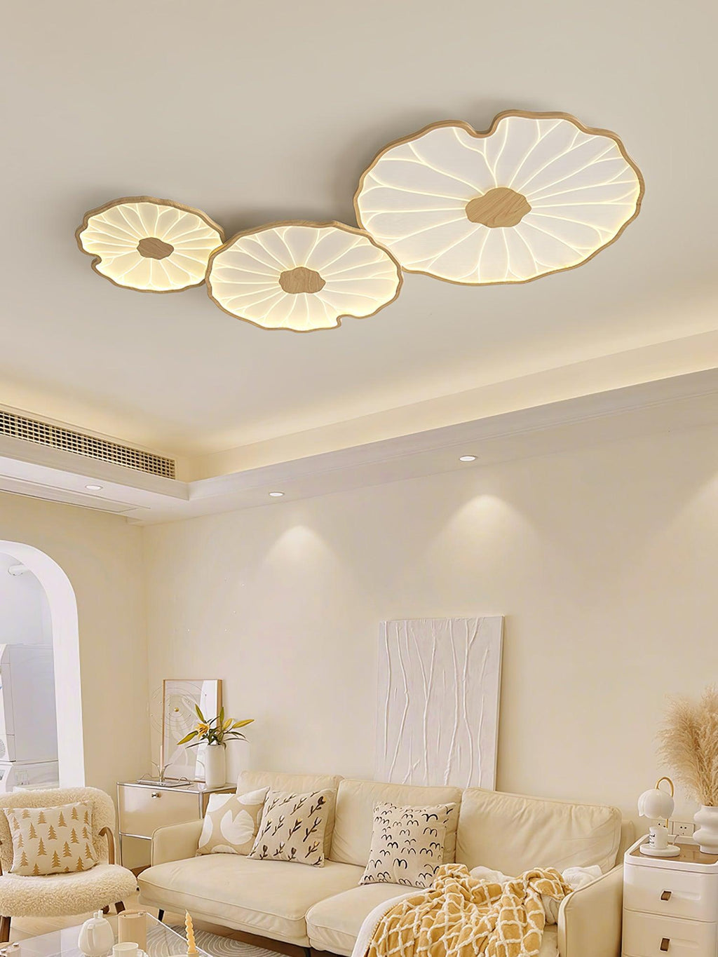 Lotus Leaf Ceiling Light With Wood Look, Acrylic And Metal, LED 3000K-6000K | Temsk