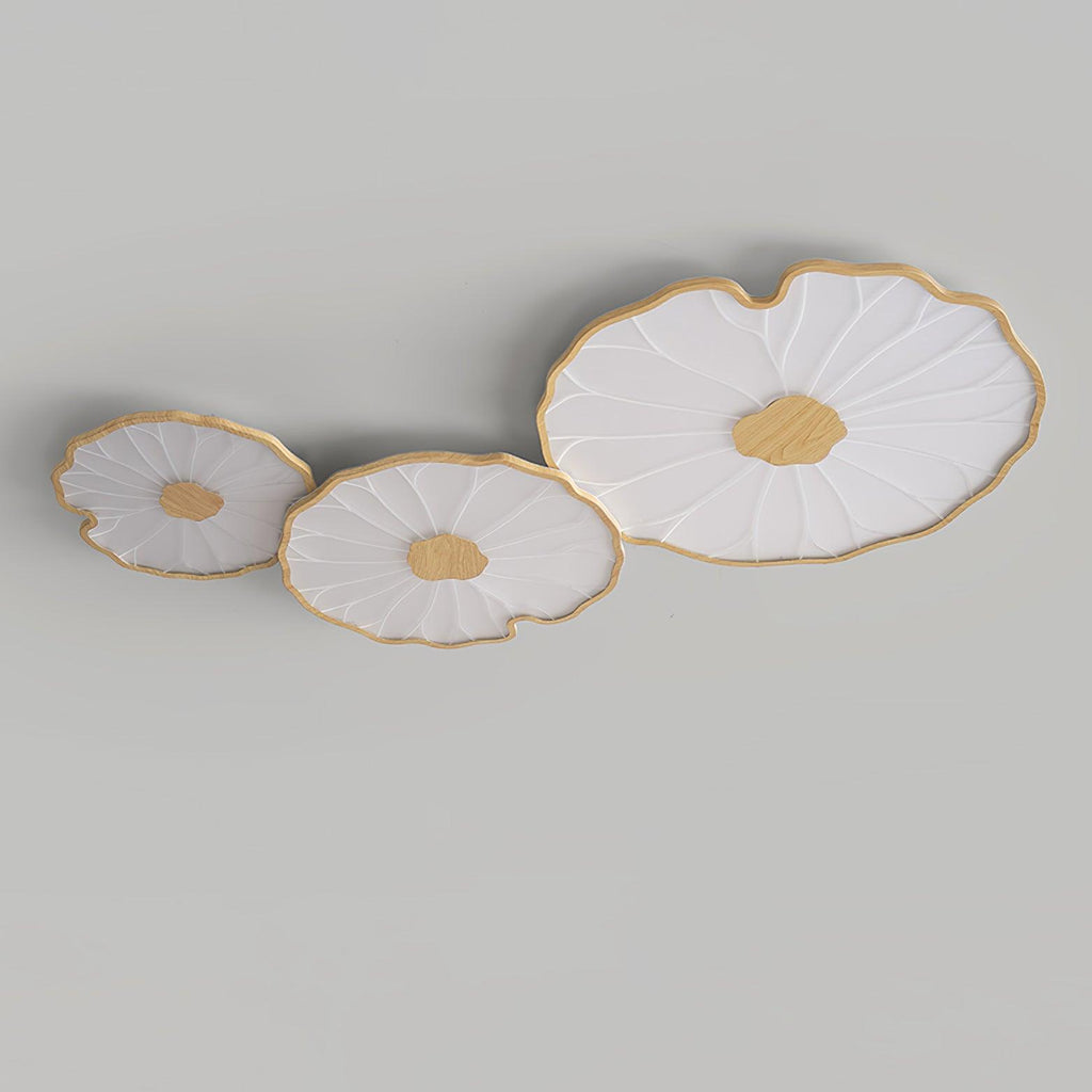 Lotus Leaf Ceiling Light With Wood Look, Acrylic And Metal, LED 3000K-6000K | Temsk