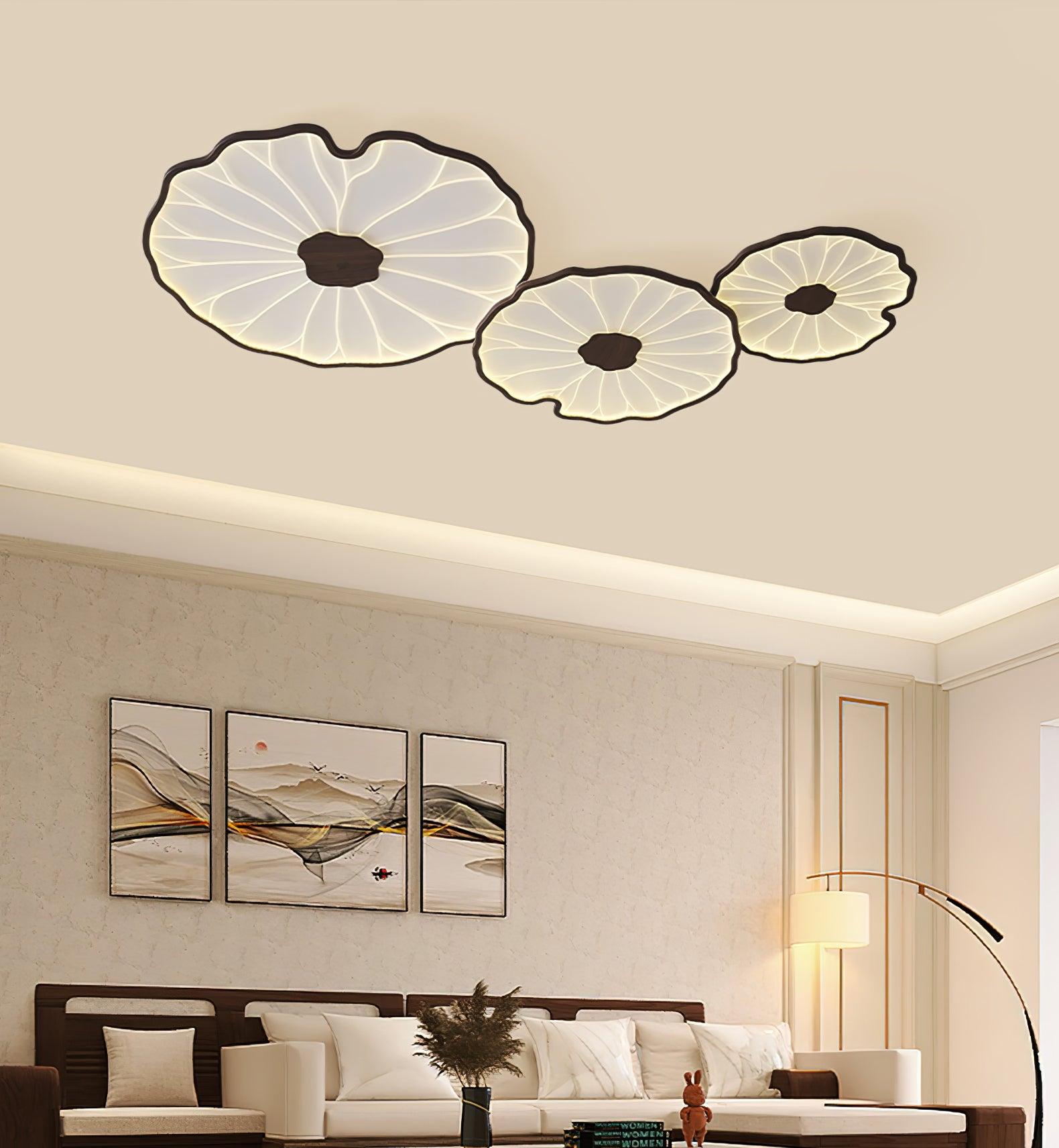 Lotus Leaf Ceiling Light With Wood Look, Acrylic And Metal, LED 3000K-6000K | Temsk