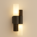 Aurelian Modern Steel Glass Wall Sconce Light With Leather Accent | Temsk