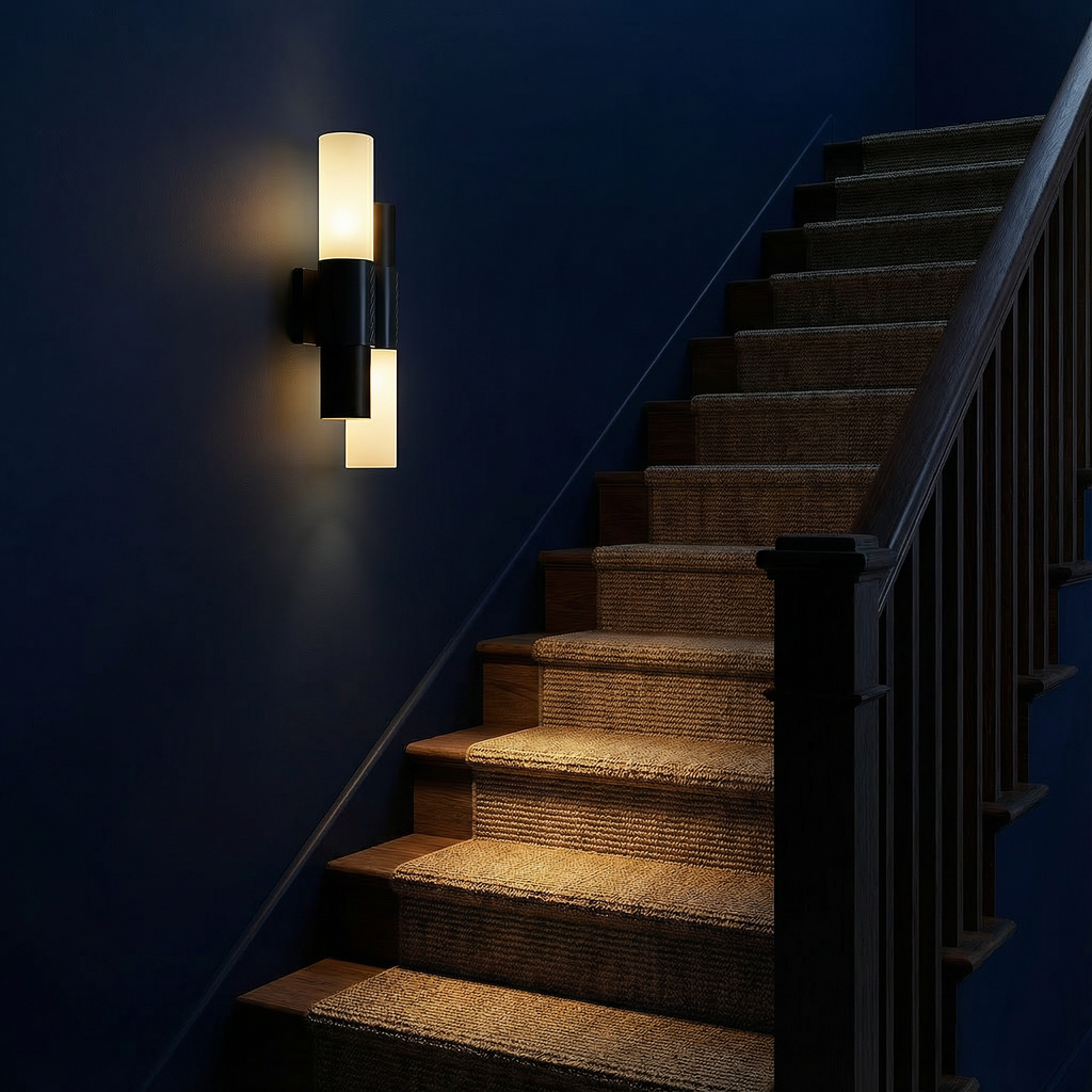 Aurelian Modern Steel Glass Wall Sconce Light With Leather Accent | Temsk