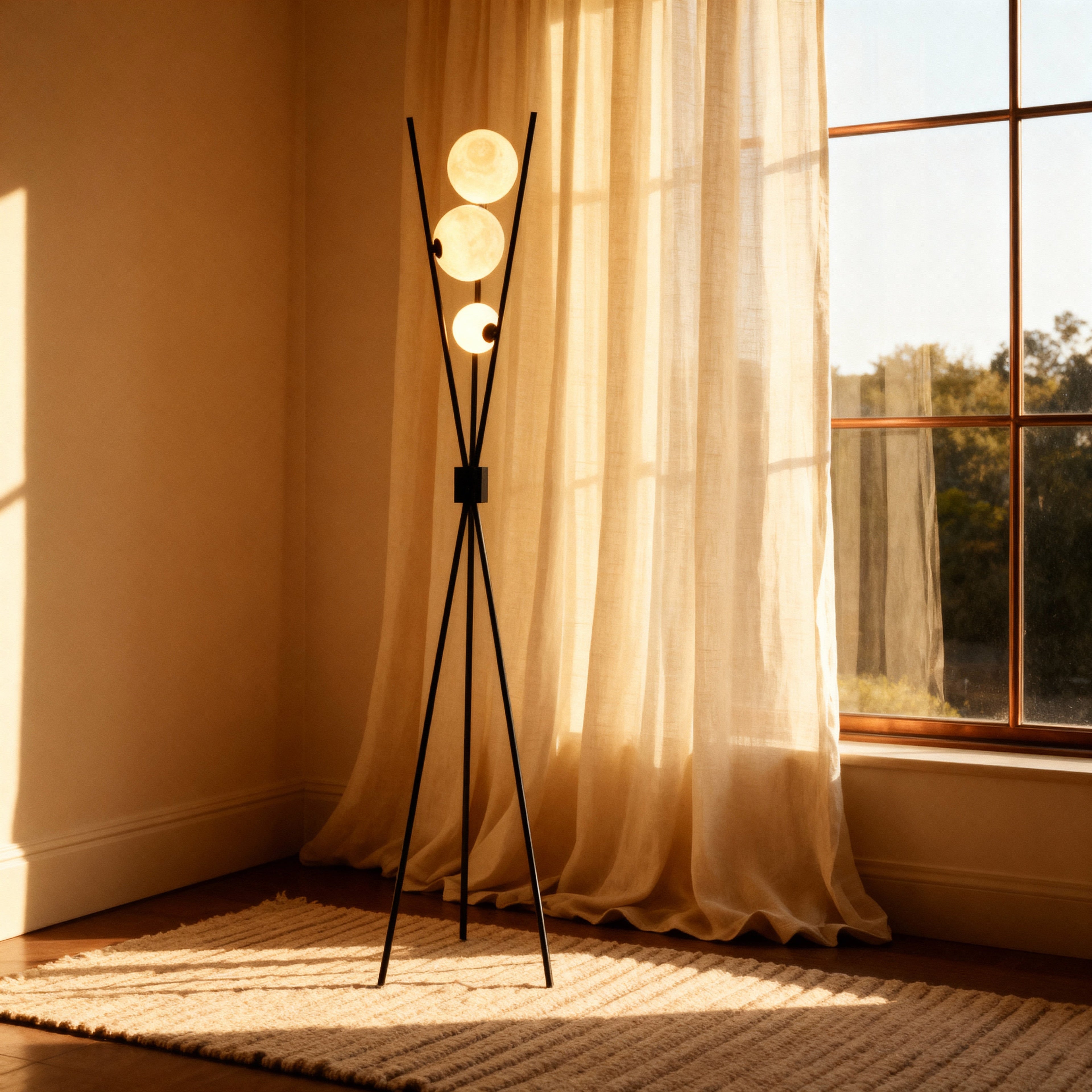 NovaAura Modern Tripod Floor Lamp With Frosted Glass Globes | Temsk