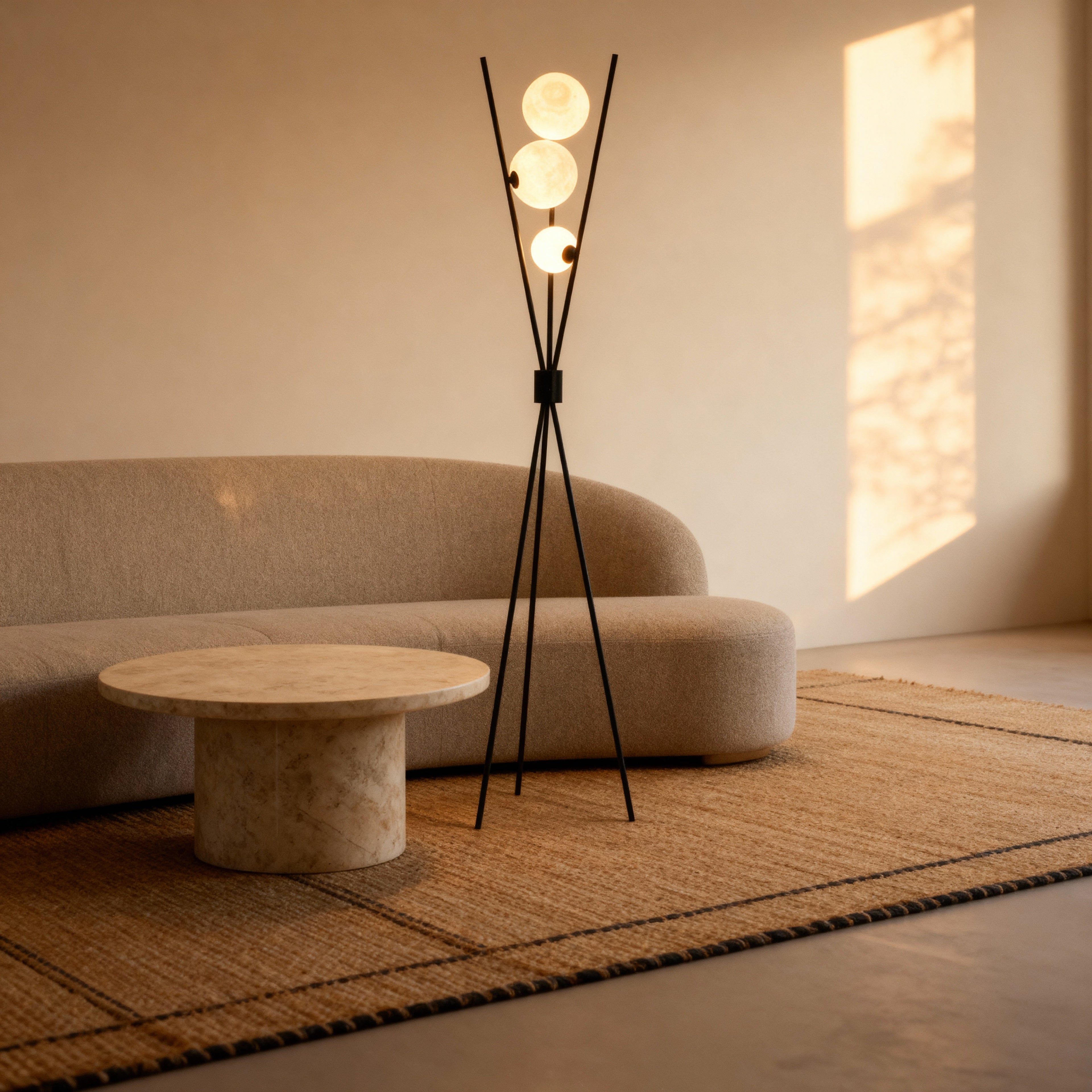 NovaAura Modern Tripod Floor Lamp With Frosted Glass Globes | Temsk