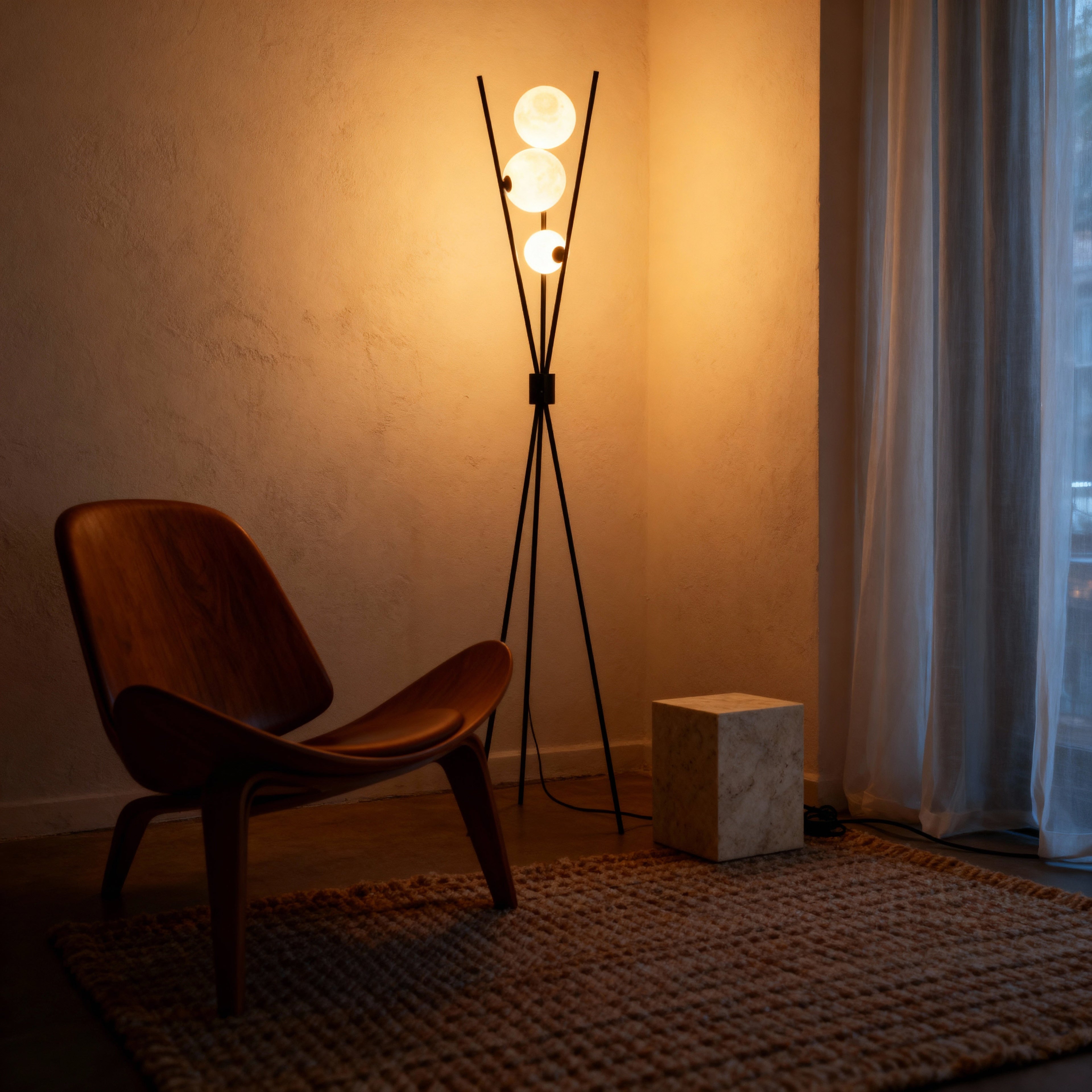 NovaAura Modern Tripod Floor Lamp With Frosted Glass Globes | Temsk