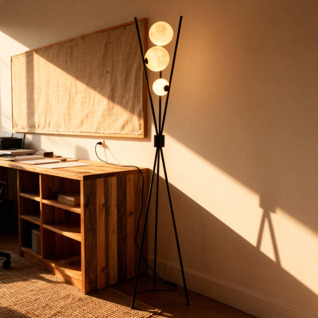 NovaAura Modern Tripod Floor Lamp With Frosted Glass Globes | Temsk