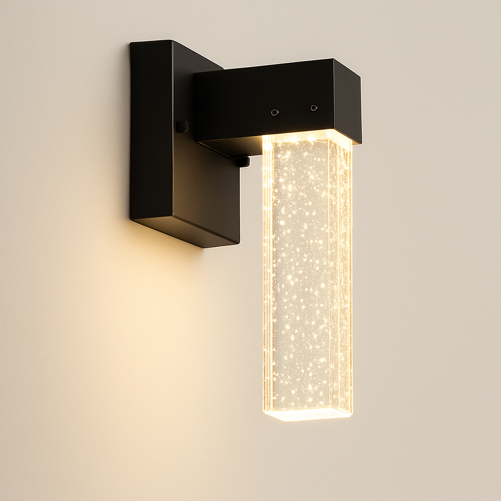 NovaGlow Elegant Aluminum Crystal Outdoor Wall Light Sconce | Temsk
