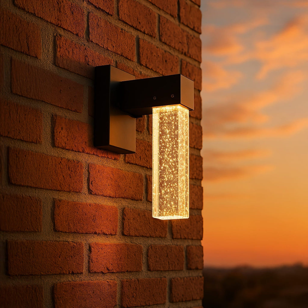 NovaGlow Elegant Aluminum Crystal Outdoor Wall Light Sconce | Temsk