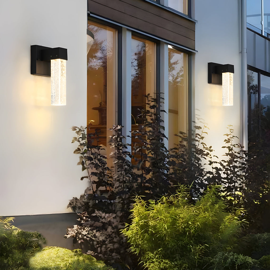 NovaGlow Elegant Aluminum Crystal Outdoor Wall Light Sconce | Temsk