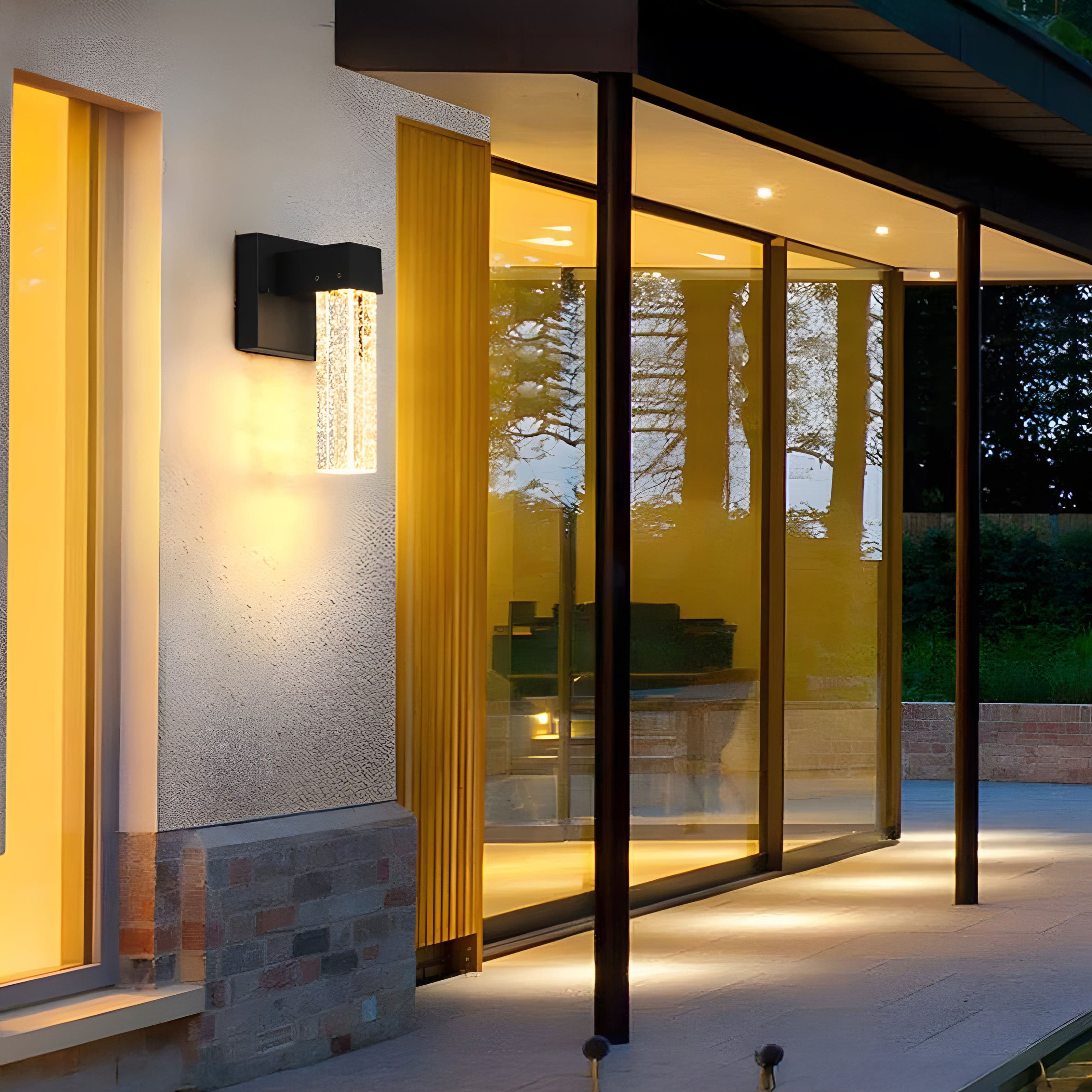 NovaGlow Elegant Aluminum Crystal Outdoor Wall Light Sconce | Temsk