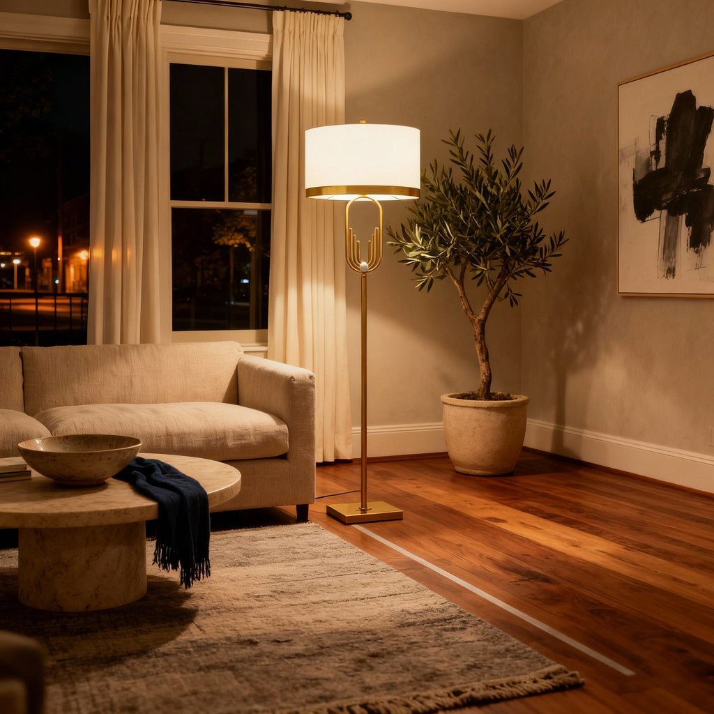 NovaLux Elegant Modern Floor Lamp With Sculpted Metallic Detailing | Temsk