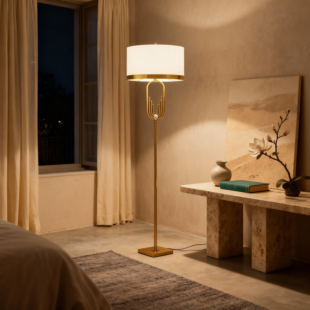 NovaLux Elegant Modern Floor Lamp With Sculpted Metallic Detailing | Temsk