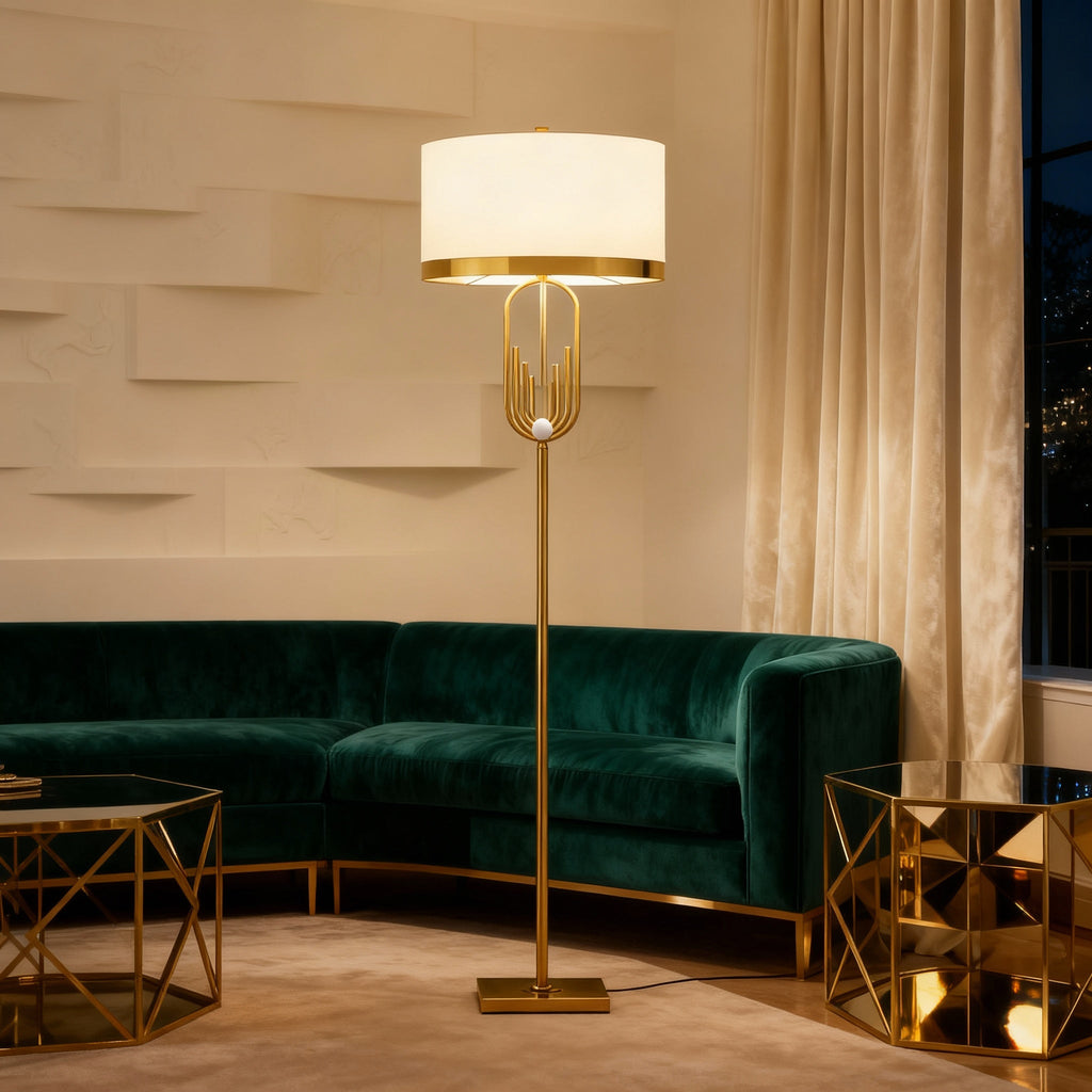 NovaLux Elegant Modern Floor Lamp With Sculpted Metallic Detailing | Temsk