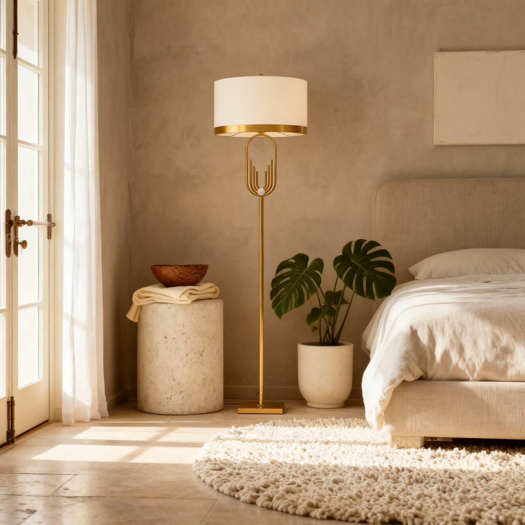 NovaLux Elegant Modern Floor Lamp With Sculpted Metallic Detailing | Temsk