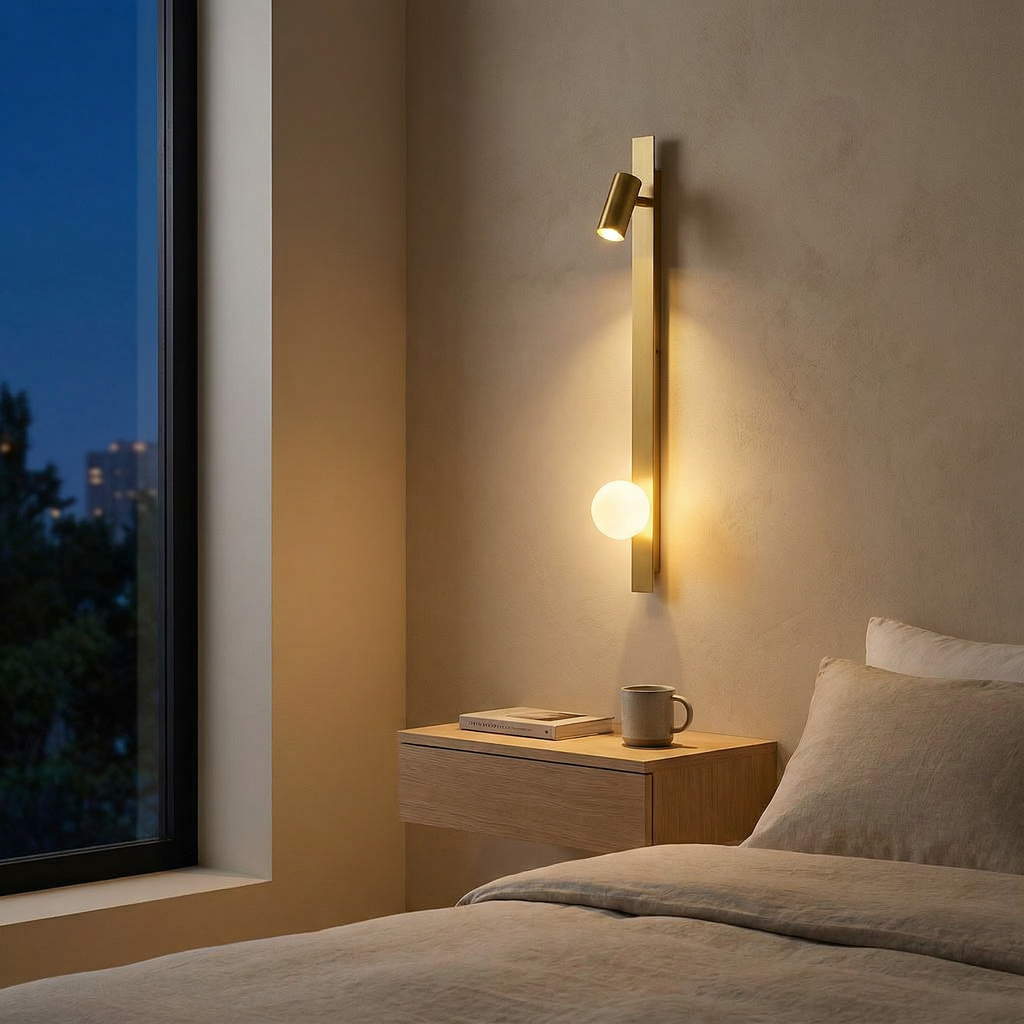 LumaNova Elegant Modern Metal Wall Sconce With Glass Globe Light | Temsk