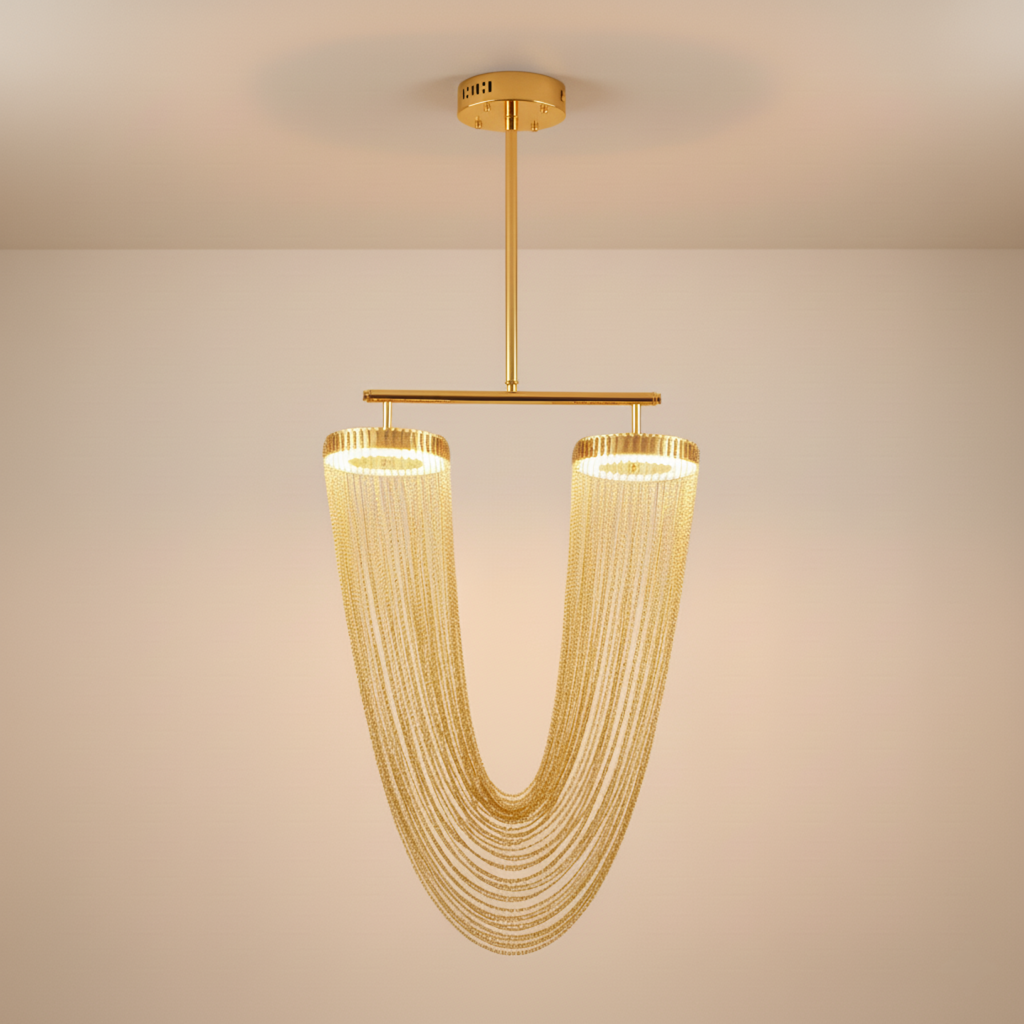Aurelia Elegant Modern Metallic Chain Chandelier For Dining Room | Temsk