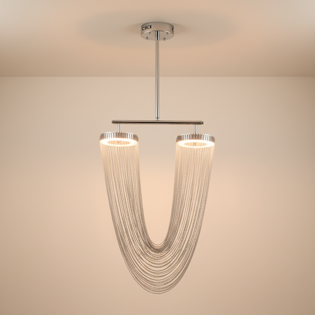 Aurelia Elegant Modern Metallic Chain Chandelier For Dining Room | Temsk