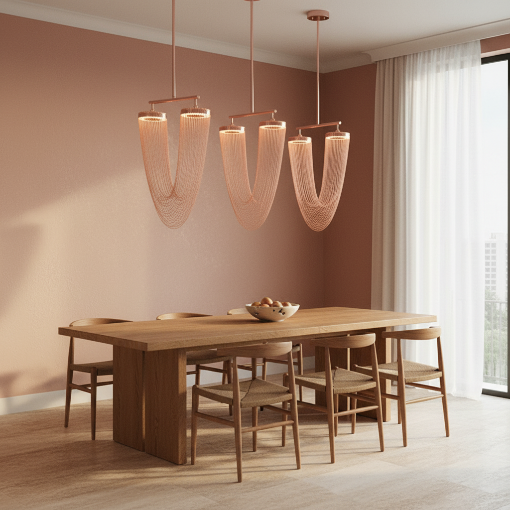 Aurelia Elegant Modern Metallic Chain Chandelier For Dining Room | Temsk