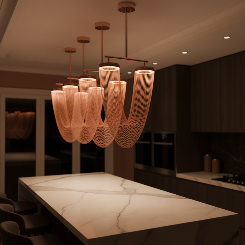 Aurelia Elegant Modern Metallic Chain Chandelier For Dining Room | Temsk