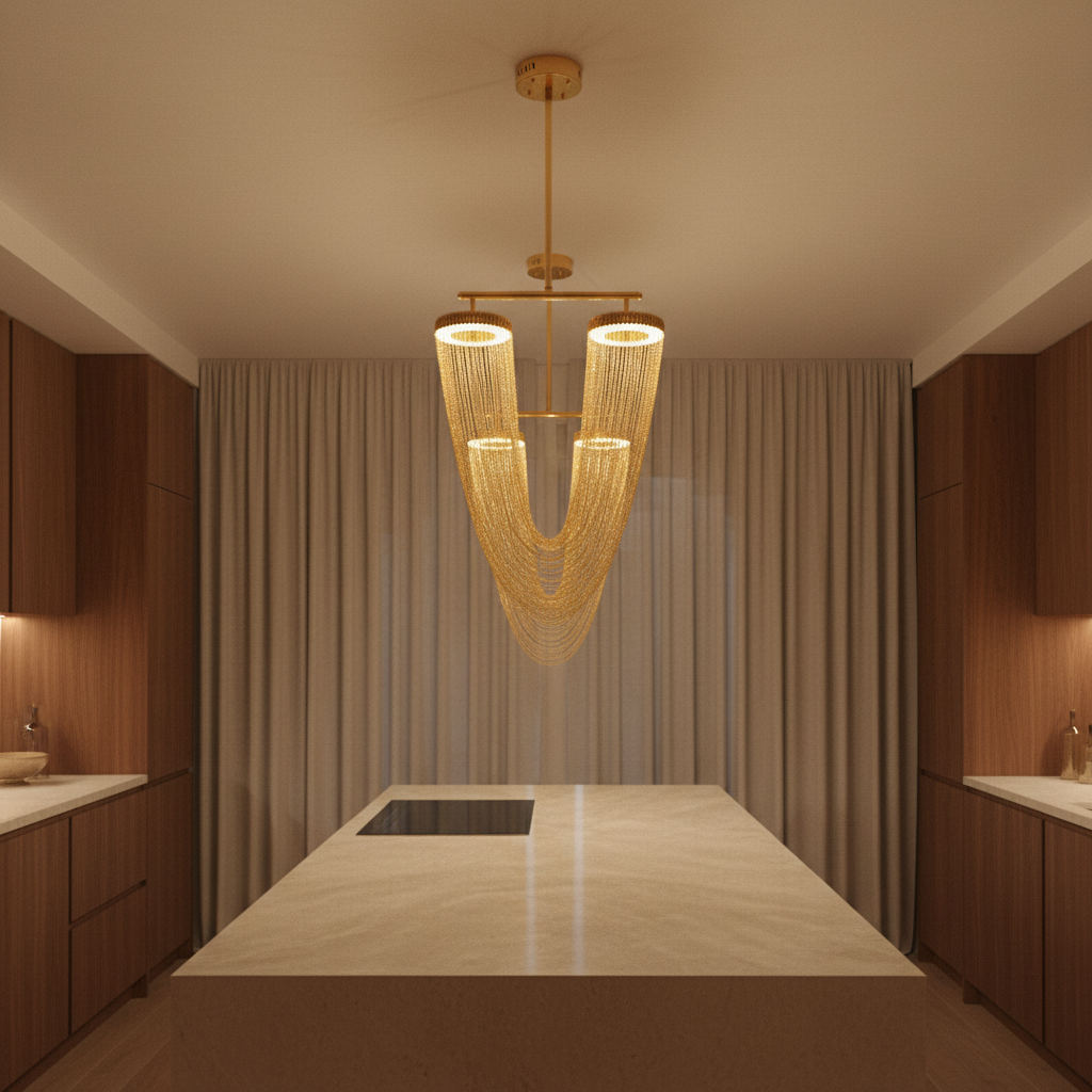 Aurelia Elegant Modern Metallic Chain Chandelier For Dining Room | Temsk