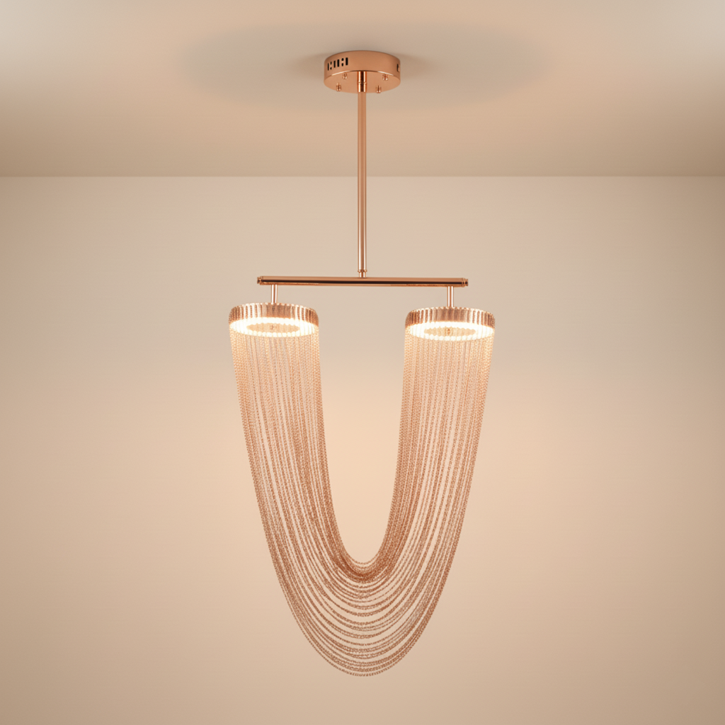 Aurelia Elegant Modern Metallic Chain Chandelier For Dining Room | Temsk