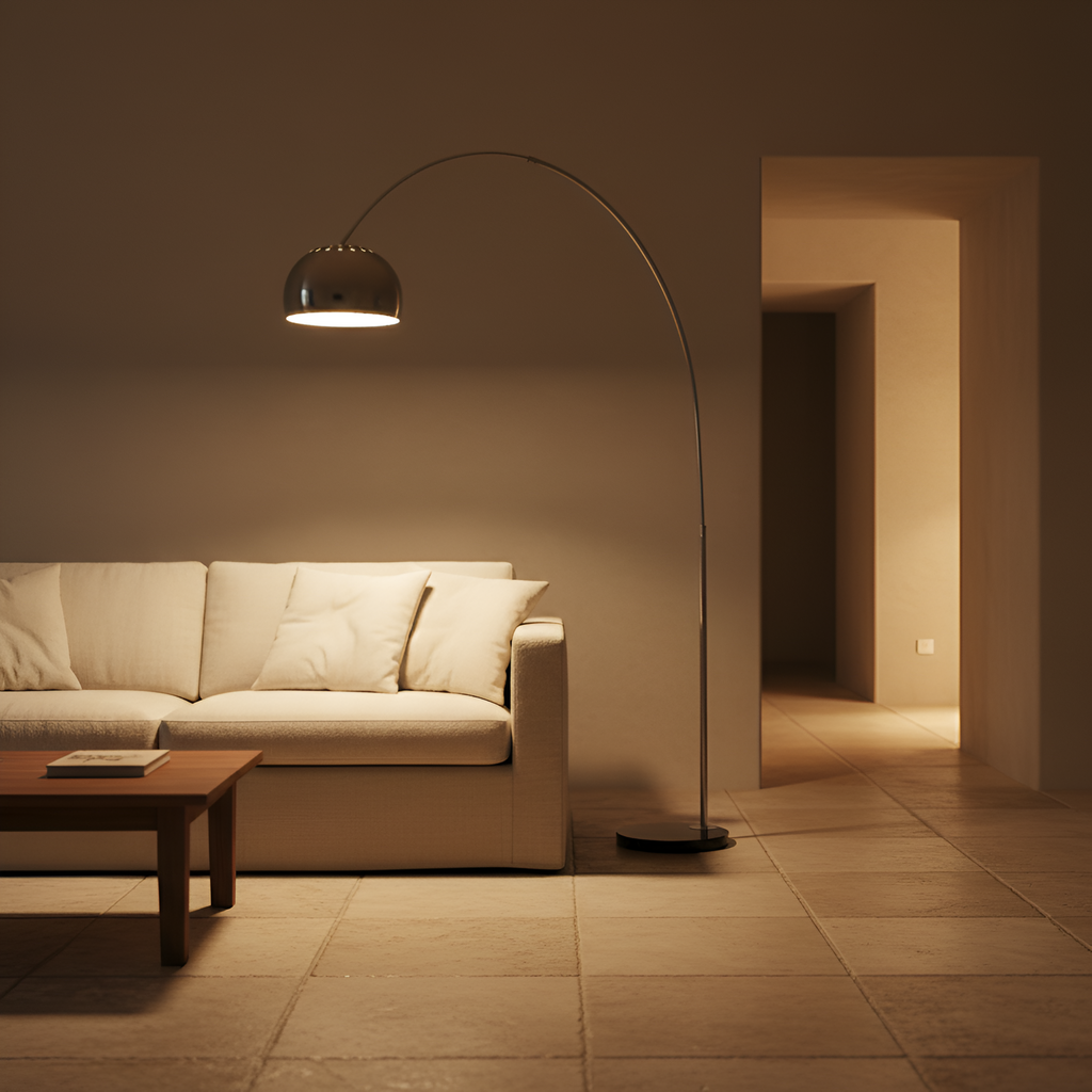 Luxora Modern Chrome Arc Floor Lamp With Adjustable Design | Temsk